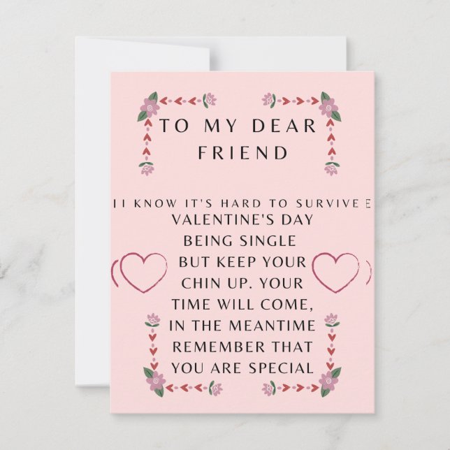 Tarjeta de día de San Valentín para un solo amigo (Anverso)