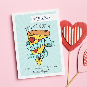 Tarjeta de Día de San Valentín Pizza My Heart Clas