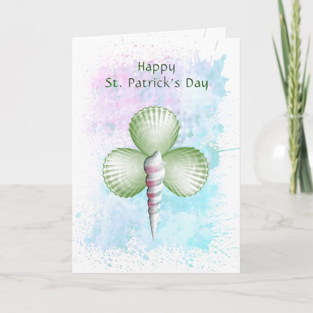 Tarjeta de Día de Shamrock Seashells St. Patrick (Anverso)