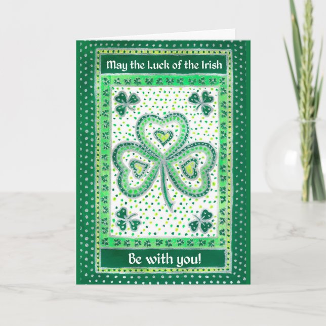 Tarjeta de Día de Shamrock St Patrick 'Luck of the (Anverso)