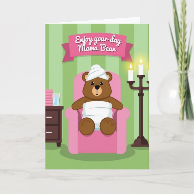 Tarjeta de Día de Spa de Mamá Osa (Anverso)