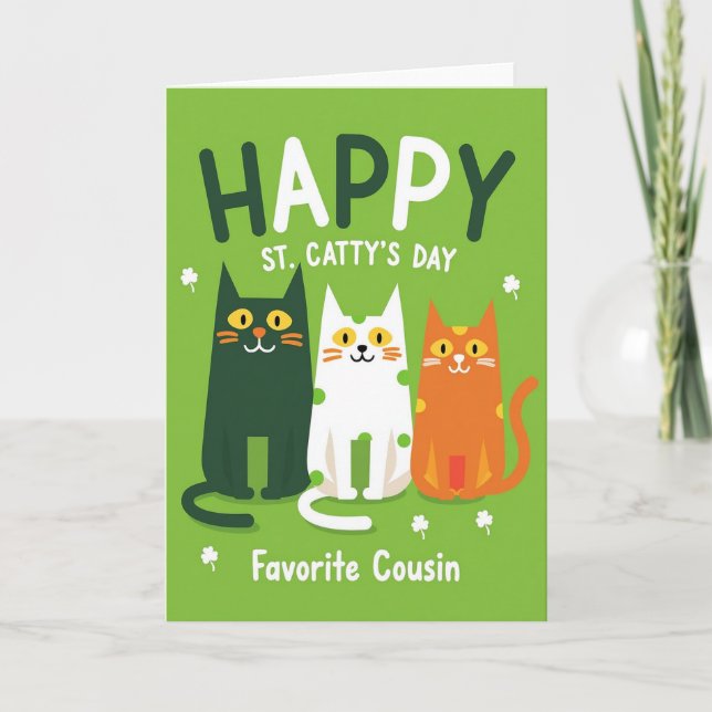 Tarjeta de Día de St Catty para Primos (Anverso)