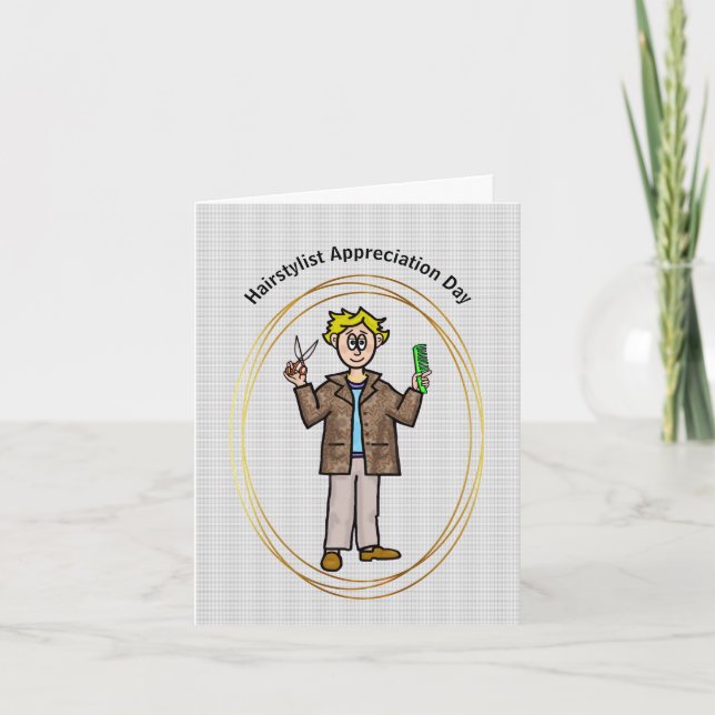 Tarjeta de día de valoración de Hair Stylist mascu (Anverso)