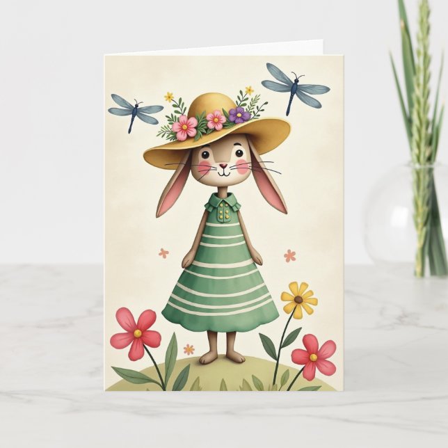 Tarjeta de día de verano Bunny Blooms (Anverso)