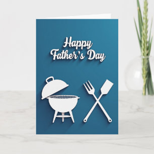 Tarjeta de Día del Padre a la parrilla turquesa