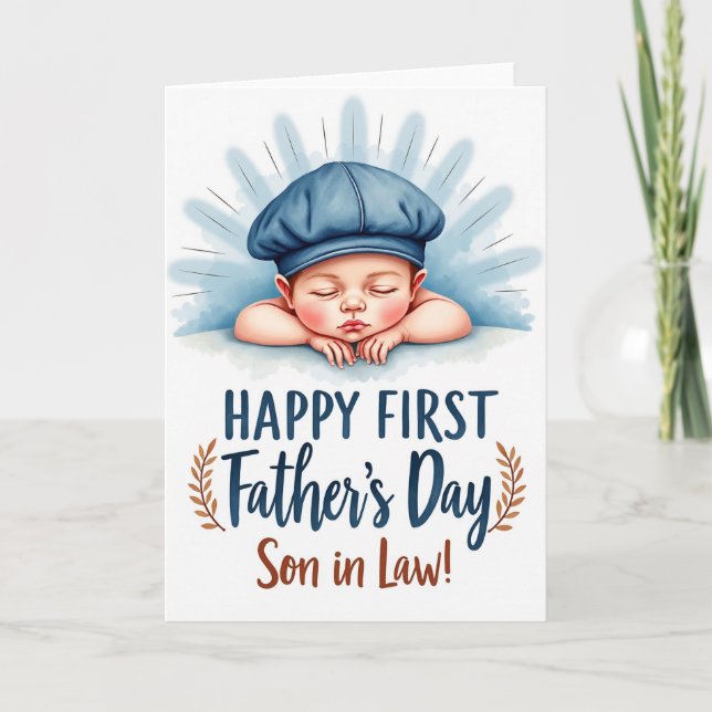 Tarjeta de Día del Padre con Bebé Dormido (Anverso)