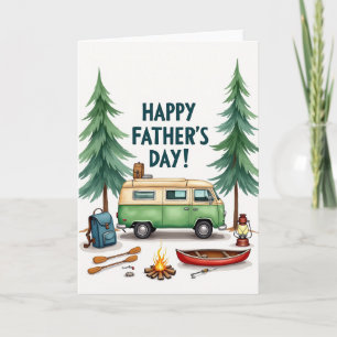 Tarjeta de Día del Padre con Camper Verde Salvia