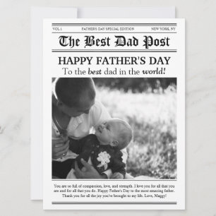 Tarjeta de Día del Padre con estilo de periódico a