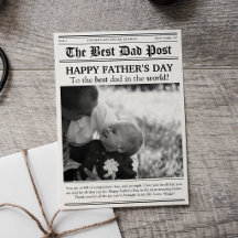 Tarjeta de Día del Padre con estilo de periódico a