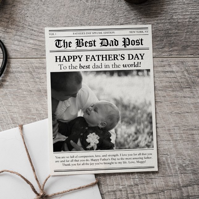 Tarjeta de Día del Padre con estilo de periódico a (Subido por el creador)