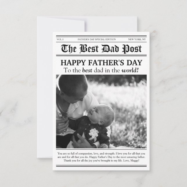 Tarjeta de Día del Padre con estilo de periódico a (Anverso)
