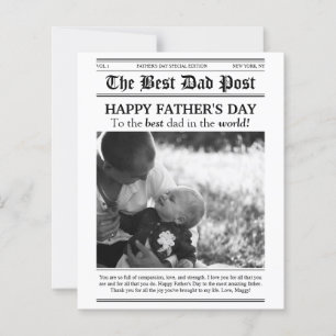 Tarjeta de Día del Padre con estilo de periódico v