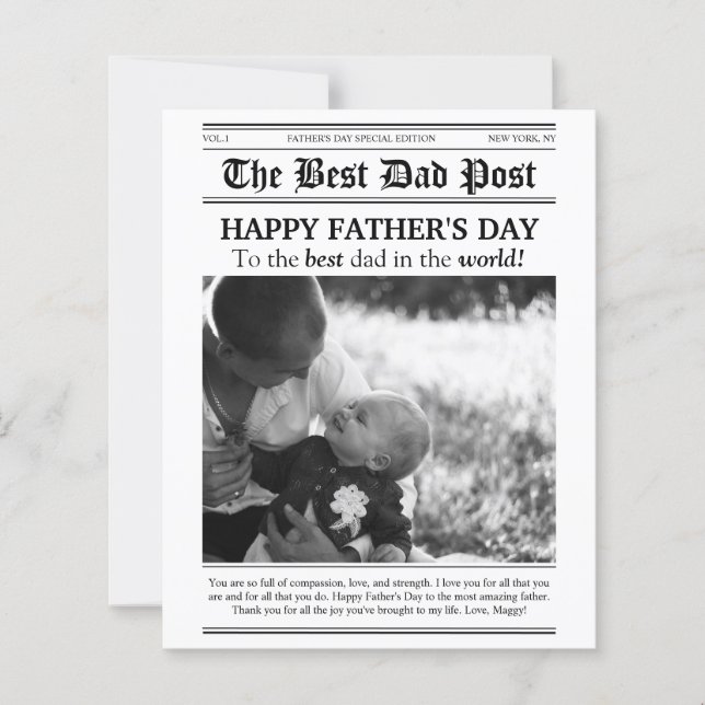 Tarjeta de Día del Padre con estilo de periódico v (Anverso)