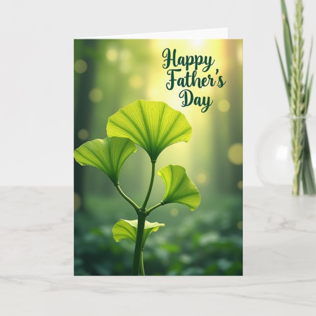 Tarjeta de Día del Padre con Hojas Verdes (Anverso)