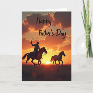 Tarjeta de Día del Padre con lazo de puesta de sol