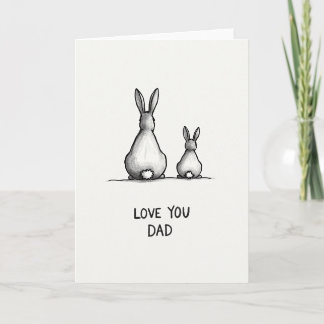 Tarjeta de Día del Padre Conejo de Amor (Anverso)
