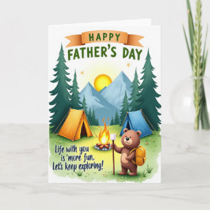 Tarjeta de Día del Padre de Campamento en el Bosqu