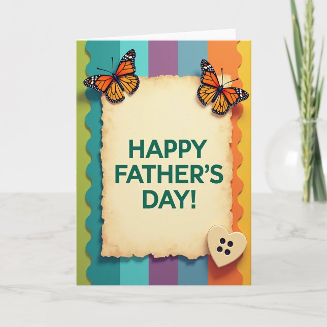 Tarjeta de Día del Padre Esmeralda con Pergamino (Anverso)
