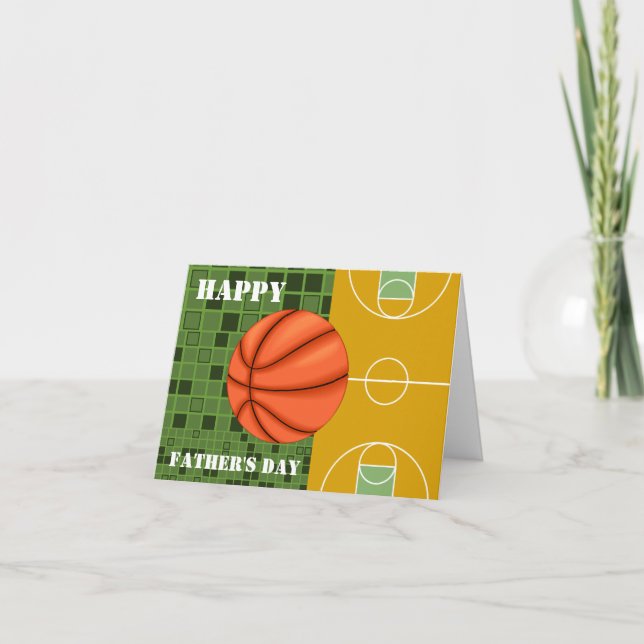 Tarjeta de Día del Padre Feliz de Baloncesto (Anverso)