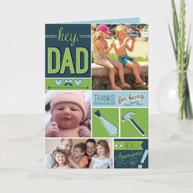 Tarjeta de Día del Padre Personalizado con Fotos (Anverso)