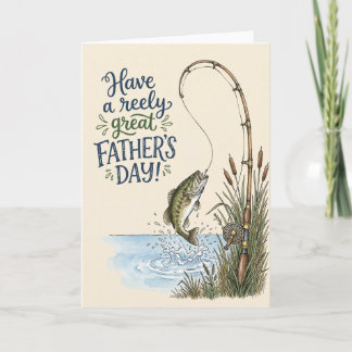 Tarjeta de Día del Padre Pescando con un Gran Día