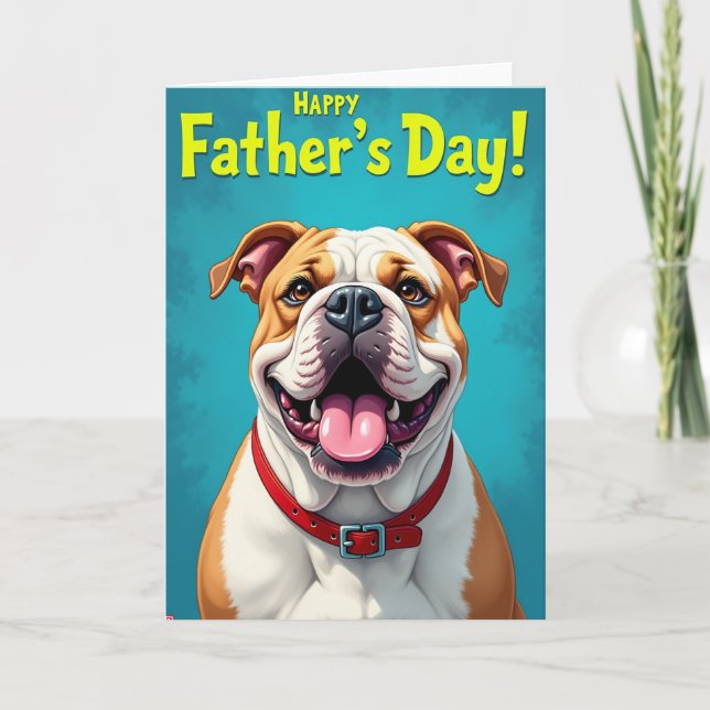 Tarjeta de Día del Padre Pup teal (Anverso)