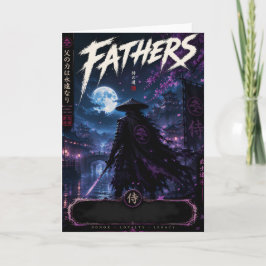 Tarjeta de Día del Padre Samurái bajo la Luz de la