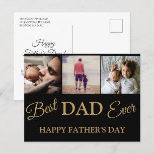Tarjeta de Día Guay Moderno Gold Black 3 Photo Fat