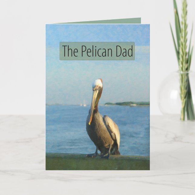 Tarjeta de Día Pelican Dad Happy Fathers (Anverso)