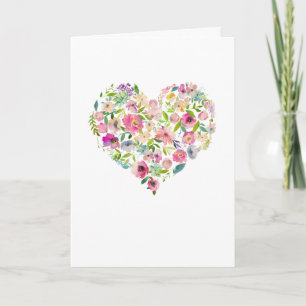 Tarjeta de día PInk Floral Heart Happy Mothers Day