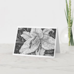 Tarjeta de dibujo a pluma y tinta de lirio de tigr