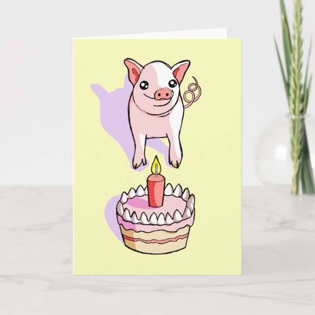 Tarjeta de dibujo animada Cute de Cumpleaños Feliz (Anverso)