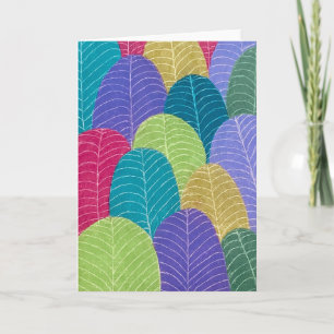 Tarjeta de dibujo de hojas con lápiz de colores