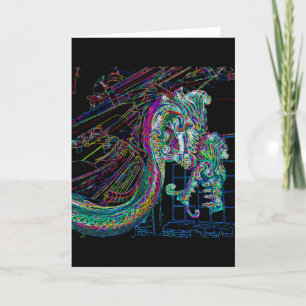 Tarjeta de dibujo de línea de dragones marinos