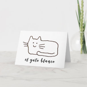 Tarjeta de dibujo de línea de gato blanco de dibuj