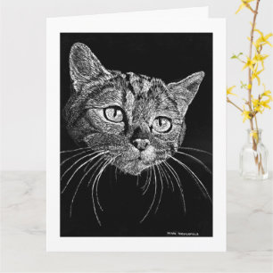 Tarjeta de dibujo de tabla de rascar cara de gato 