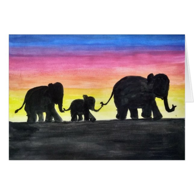 Tarjeta de dibujo para elefantes de Rashmi (Anverso (Horizontal))