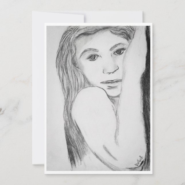 Tarjeta de dibujo "Perdida en los ojos" (Anverso)