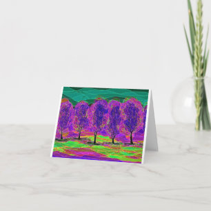 Tarjeta de dibujo por computadora de árboles púrpu