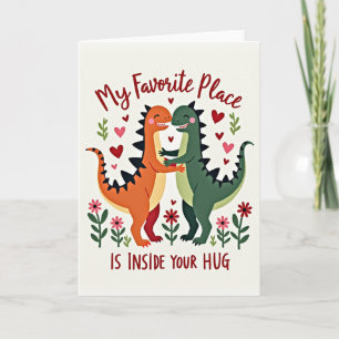 Tarjeta de Dinos Abrazándose Minimalista