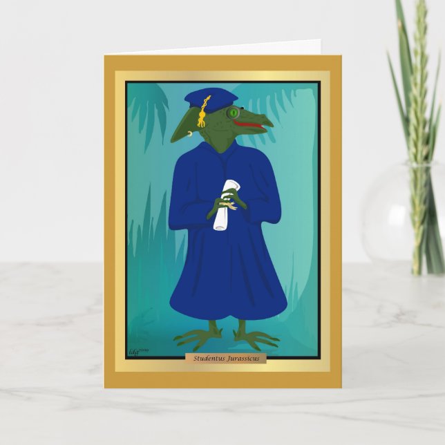Tarjeta de dinosaurio de la edad de graduados (Anverso)