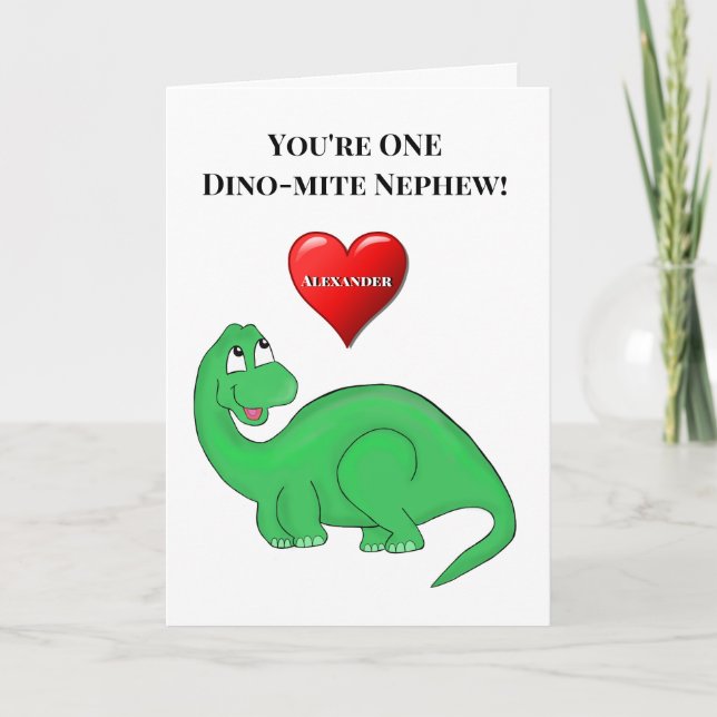 Tarjeta de dinosaurio del primer cumpleaños del ni (Anverso)