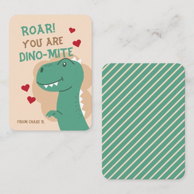 Tarjeta de dinosaurio-El día de San Valentín de au (Anverso / Reverso)