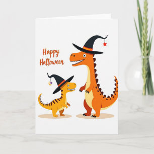 Tarjeta de dinosaurio feliz Halloween