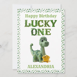 Tarjeta de dinosaurio St Patrick's Day Lucky One