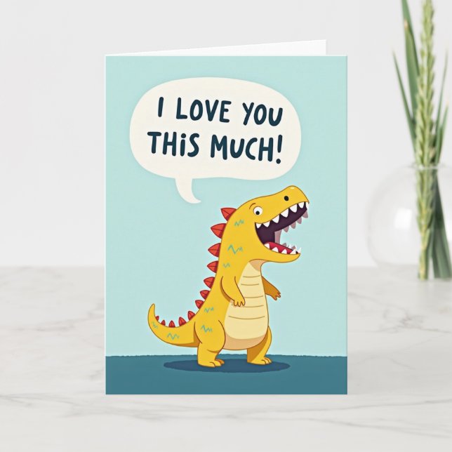 Tarjeta de Dinosaurio 'Te Amo Mucho' (Anverso)