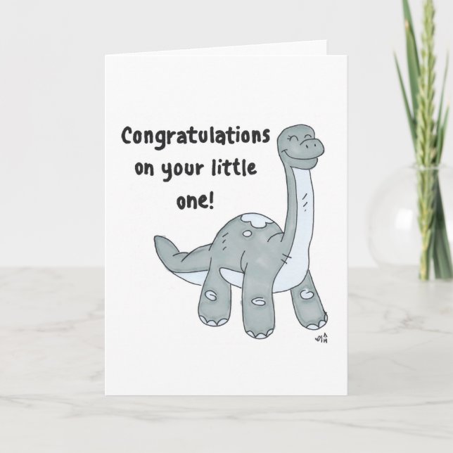 Tarjeta de dinosaurios Baby Congrats (Anverso)