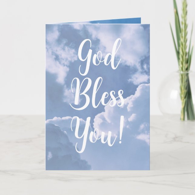 Tarjeta de Dios te Bendiga con Nubes (Anverso)