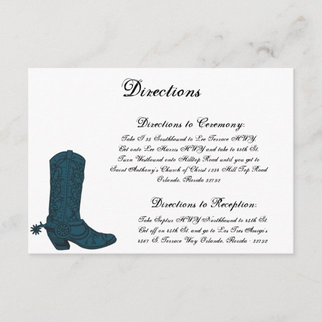 Tarjeta de dirección 3.5 x 5 Cowboy Western Blue B (Anverso)