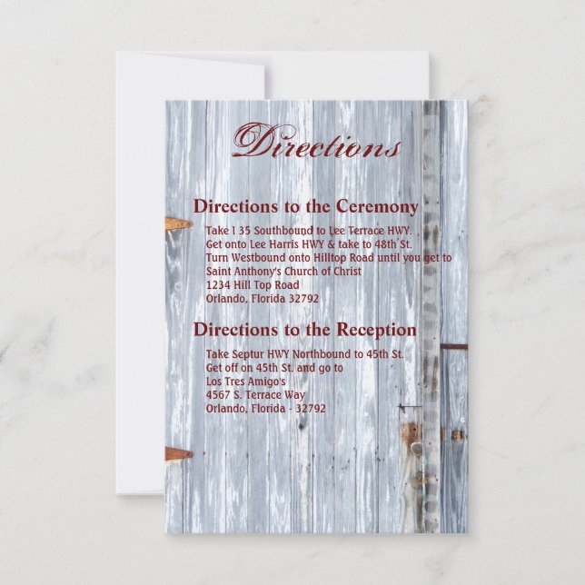 Tarjeta de dirección 3.5x5 White Wash Wood Barn Do (Anverso)
